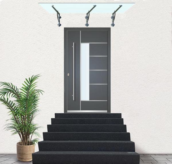 Glas Concept 24 - 200x90cm Glasvordach - 13mm - Verbundssicherheitsglas - Milchglas - inkl. Halter